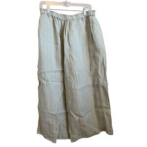 HOMEFROCKS Linen Striped Wide Leg Pants Size‎ Medium Elastic Waist Beach Summer